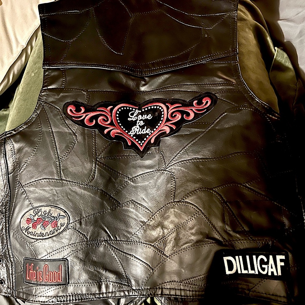 Ladies Leather Riding Vest XL